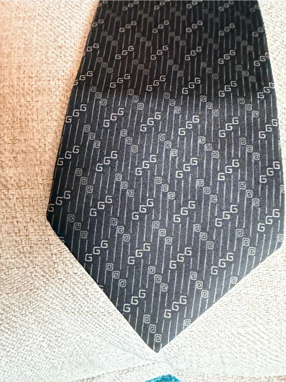 Gucci Black Monogram Men's Tie Authentic